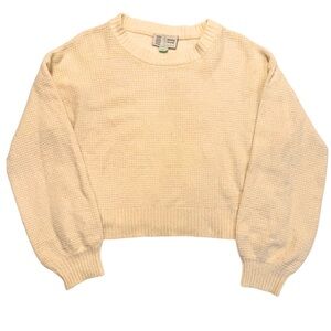Saturday Sunday Anthropologie women’s Cropped Sweater, Cream, Size Large